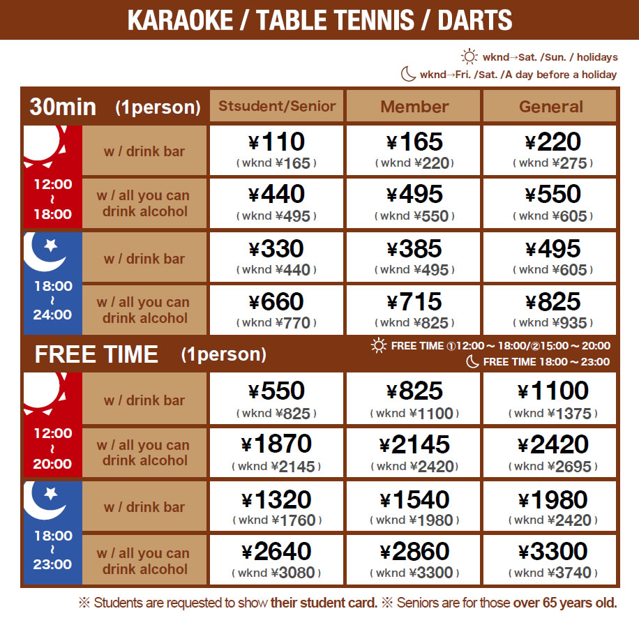 KARAOKE / BILLIARD / TABLE TENNIS